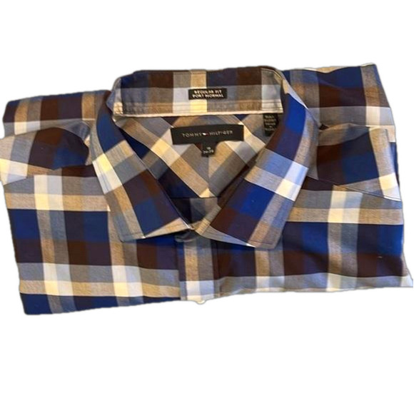 Tommy Hilfiger Sz 18/34  multi checkered long sleeve button down shirt - Picture 6 of 7